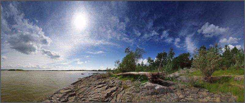 нсо, река, обь, берег,  небо, лето, камни, солнце, ветер, аня графова Берега большой реки или под призрачным солнцемphoto preview