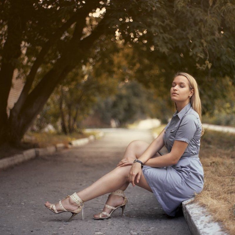 портрет, девушка, закат, пленка, сф, 6x6 -photo preview