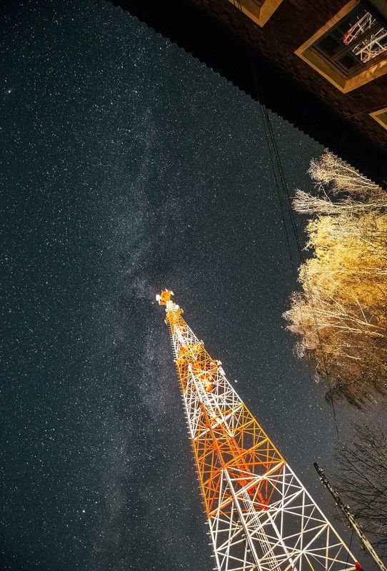 ельня, смоленская область, небо, млечный путь, звезды, ночь, осень Над крышей дома моегоphoto preview