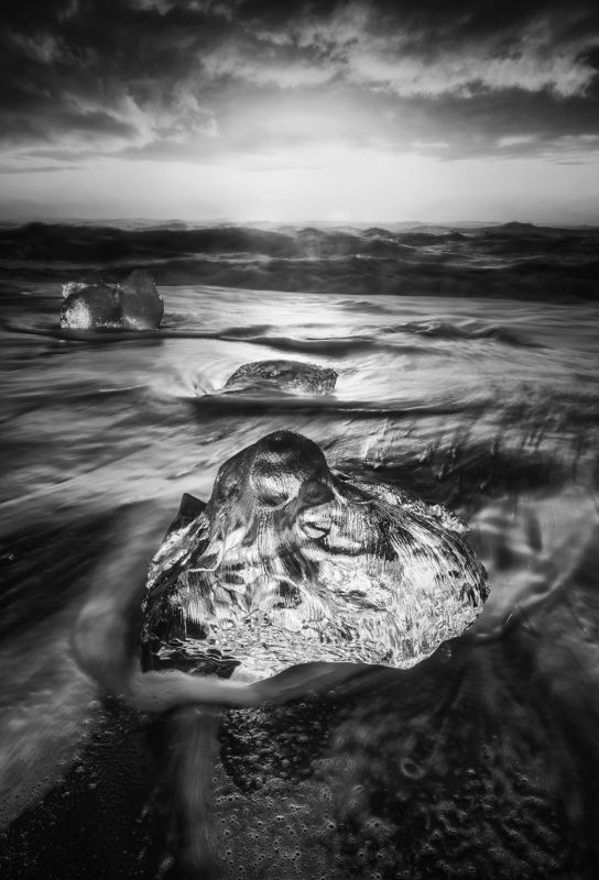 landscape, iceland, nature, ocean, black&white, ice, travel, diamondbeach Diamondsphoto preview
