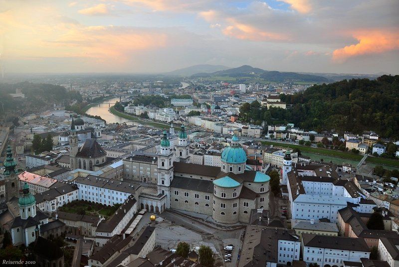 австрия, зальцбург, река, зальцах, закат Закат над рекой Зальцахphoto preview