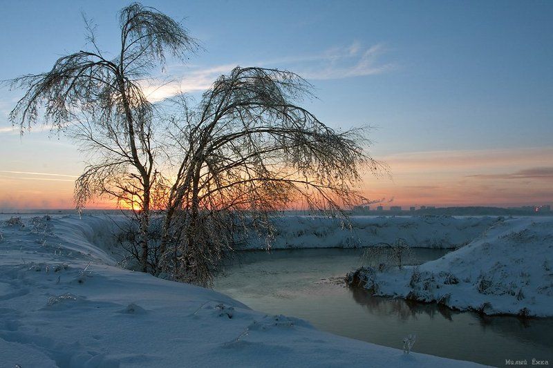 закат, зима Закатная....photo preview