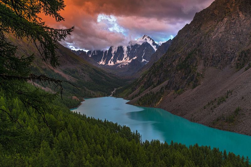 алтай, сибирь, шавло, шавлинское озеро, закат, бирюза Нижнее Шавлинскоеphoto preview