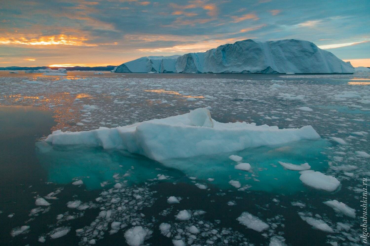 Так устроены айсберги. Автор: Ольга Бабушкина айсберги, айсберг, гренландия, арктика, закат, Ольга Бабушкина