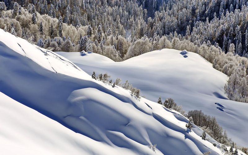зима горы пастушьи домики Зимний день.photo preview
