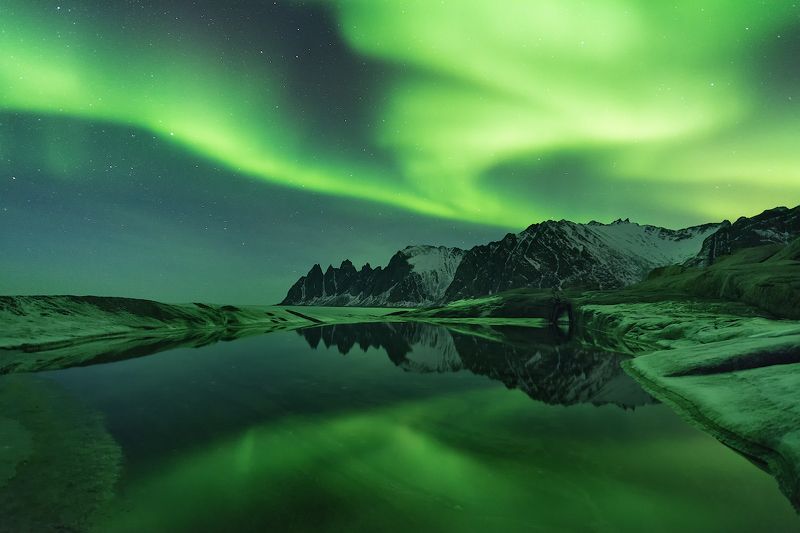 норвегия, сенья, аврора, полярное сияние, ночной пейзаж Аврора над Зубами дьяволаphoto preview