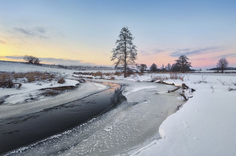 wintertime, poland, river, sunset, pastel, lovepeaceandrockandroll Pastel Of Sunsetphoto preview