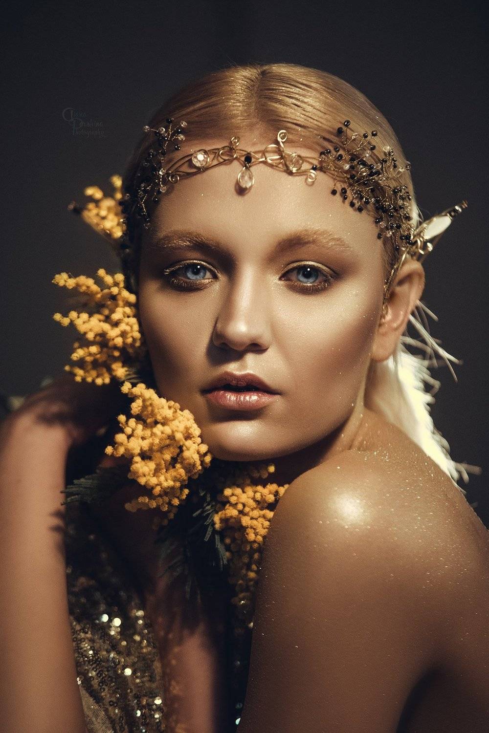 девушка модель портрет мимоза весна женский образ макияж работа женщина фотография жанр, Di Parshina