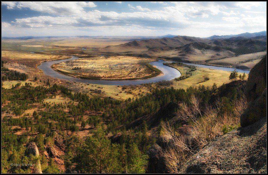 бурятия, хилок, река, ожерелье, степь, горы, лето, Игорь Глушко