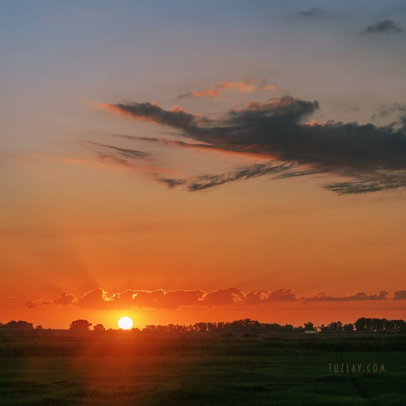 земля таманская, таманский полуостров, закат, вечер, рисовые чеки Закат над рисовым полемphoto preview