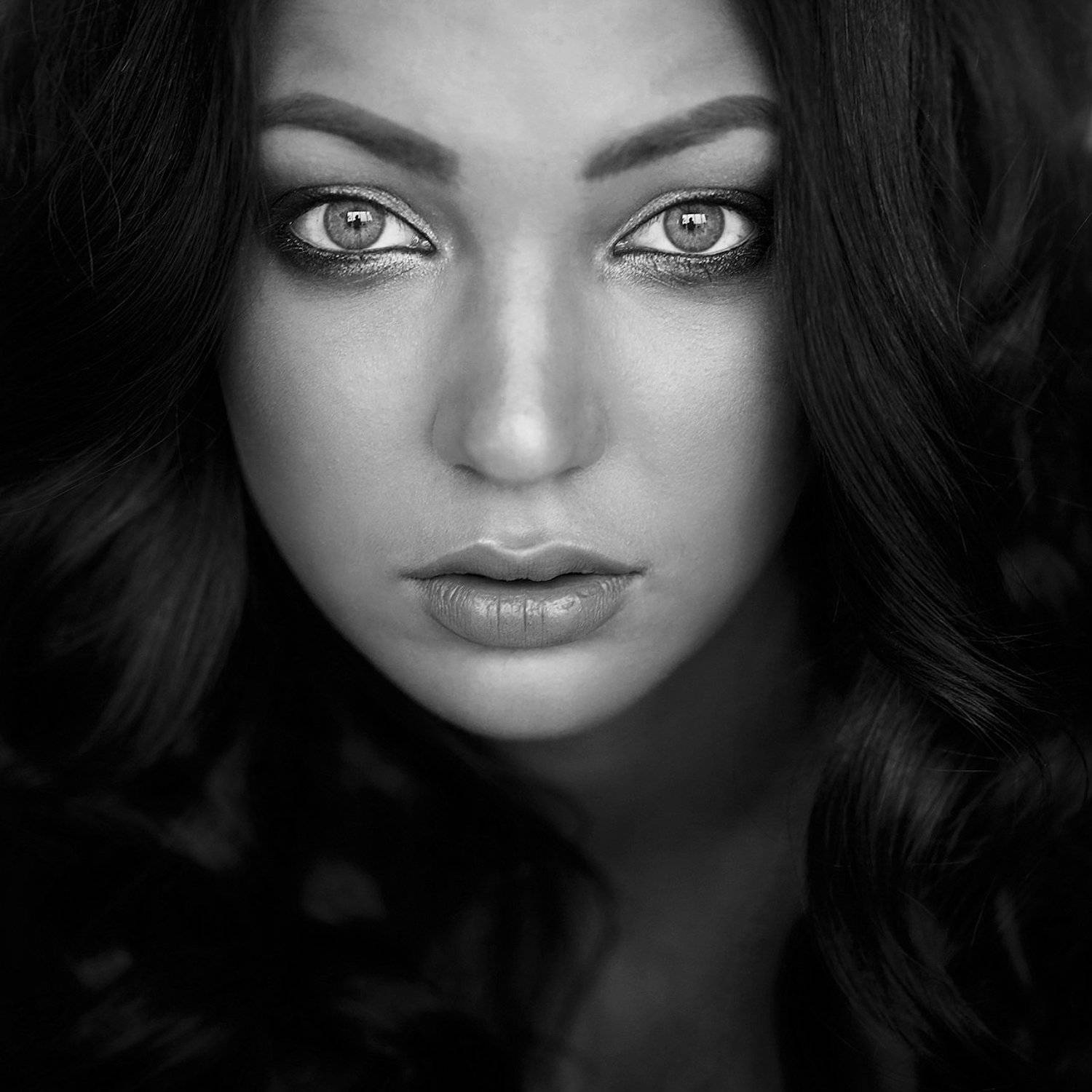 девушка, глаза, красивая, квадрат, чб, черно-белая, взгляд, кошка, Дарья Комарова