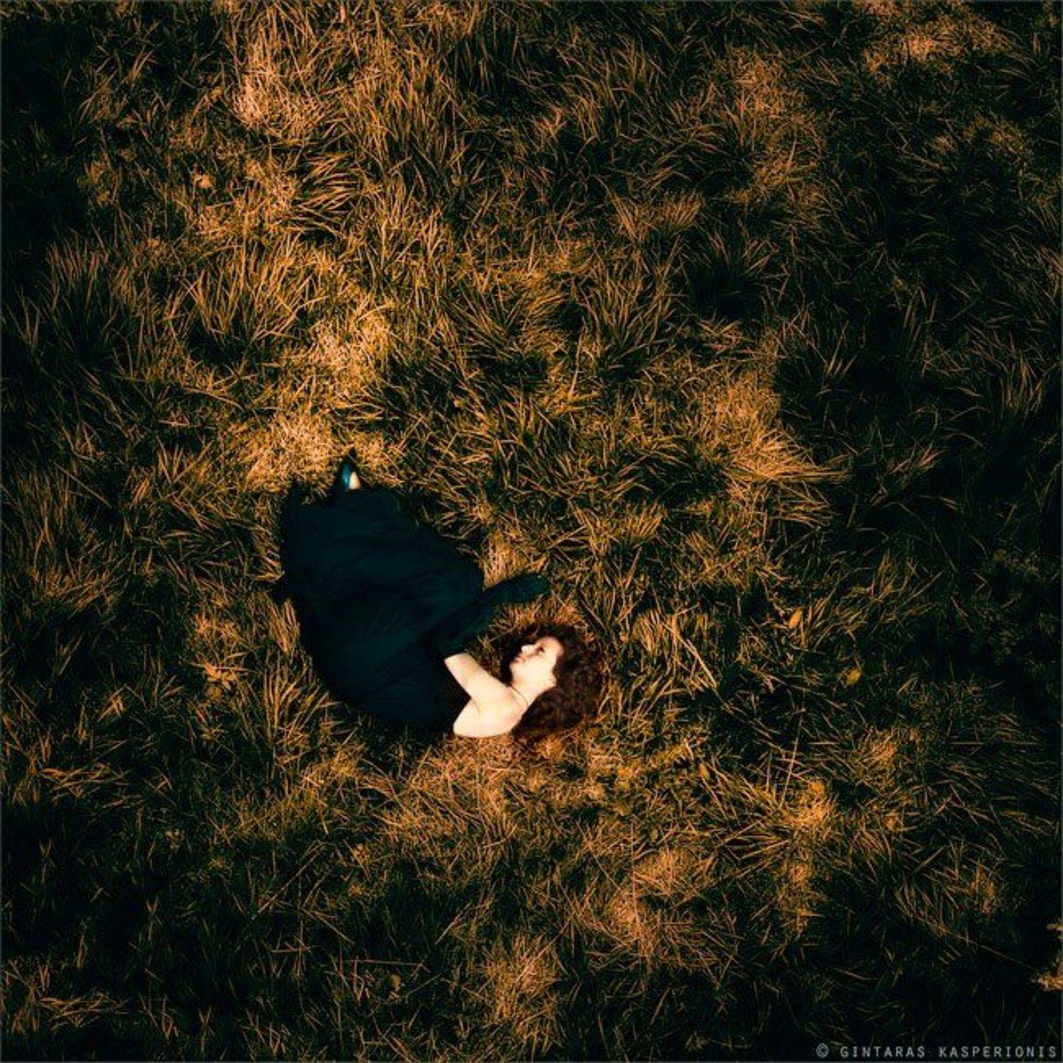 In The Fall. Автор: Gintaras Kasperionis woman, girl, art, arts, toned, toning, square, mono, 1x1, kasperionis, grass, photography, original, Gintaras Kasperionis