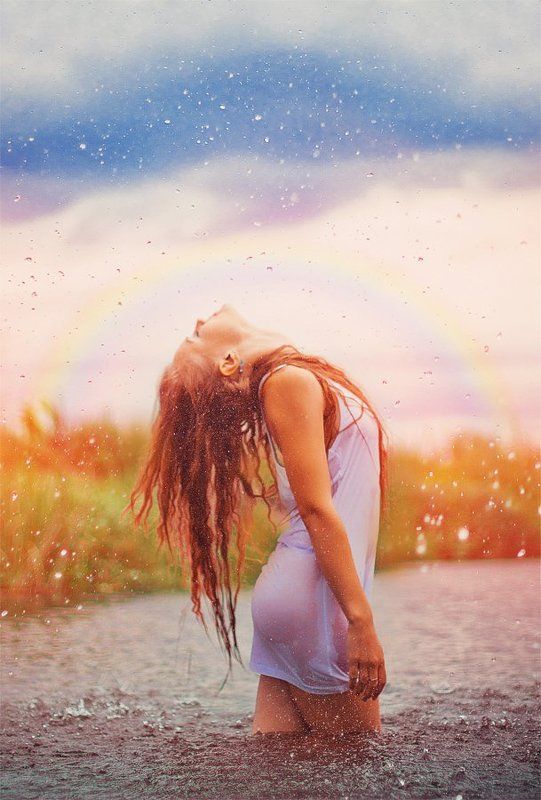 радуга, дождь, капли, девушка, лера, портрет, речка, вода, озеро, камыши, солнце photo preview