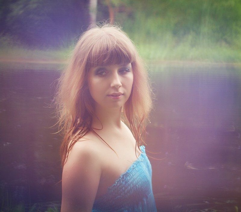 девушка, озеро, лесное, тепло photo preview