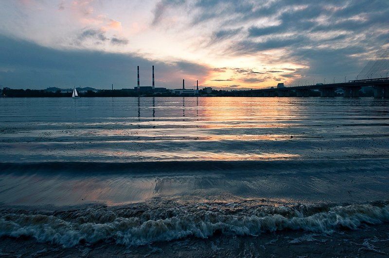 киев, днепр, закат, облака,  photo preview