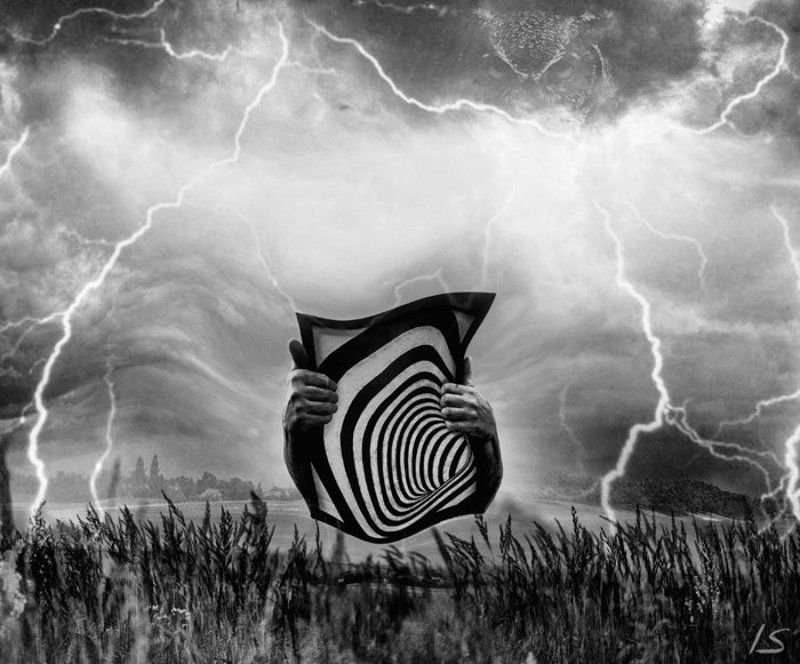 спираль, молния, тучи, руки photo preview