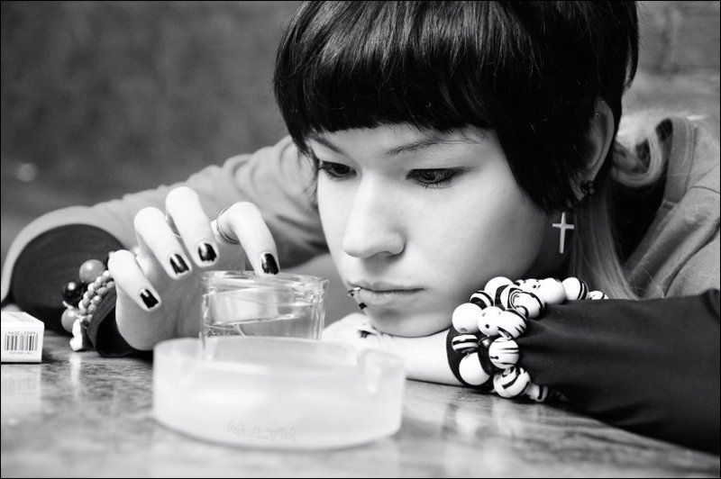 sakura, девушка, черно белое, грусть, скука скучноphoto preview