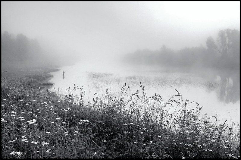 нсо, река, иня, лето, туман, рыбак, аня графова Рыбацкое утроphoto preview