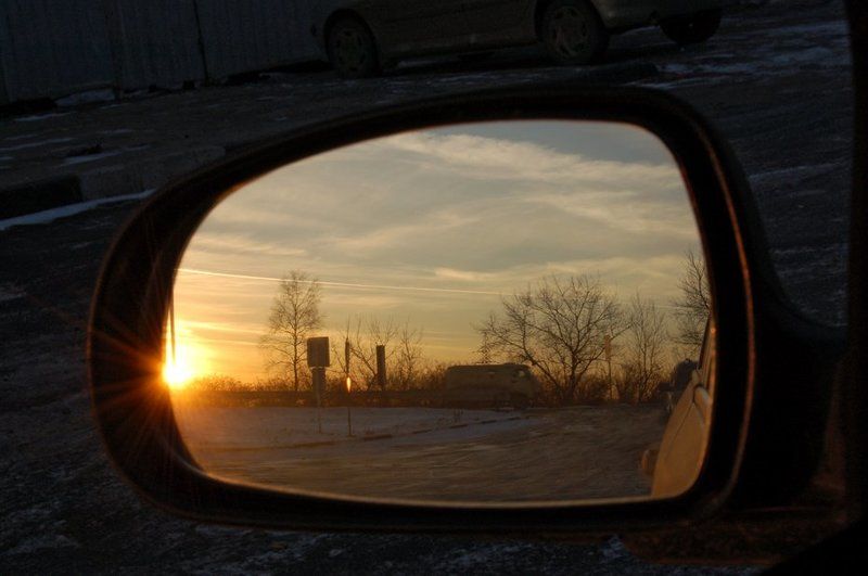 авто, зеркало, закат Автозакатphoto preview