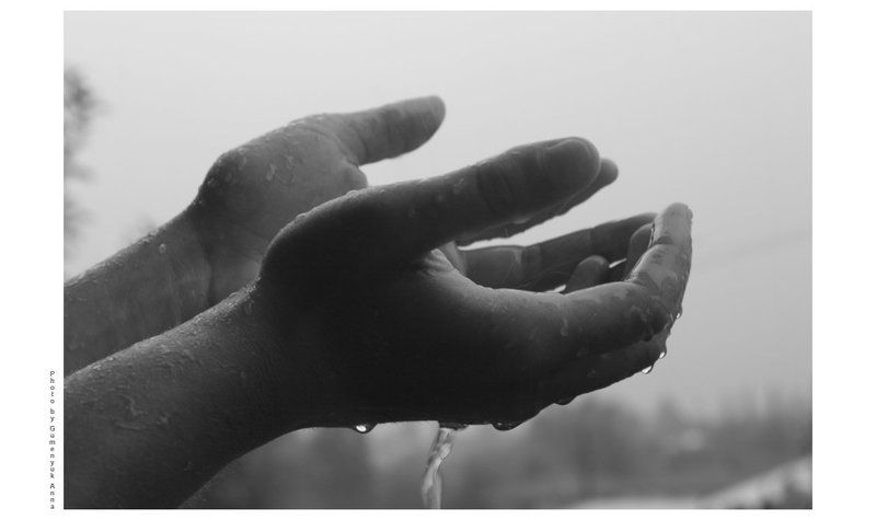 дождь,руки,вода,омовение,утро,небо черно-белая вариация на тему дождяphoto preview