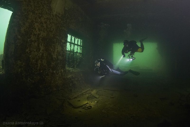 underwater wreck diver mine rummu За решеткой...photo preview