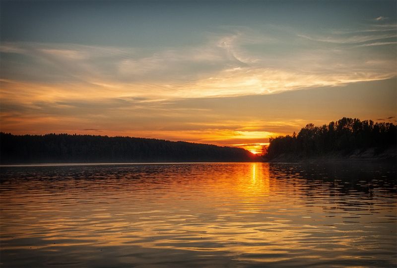 закат, лето, река, небо, облака, отражение, солнце Последний луч...photo preview