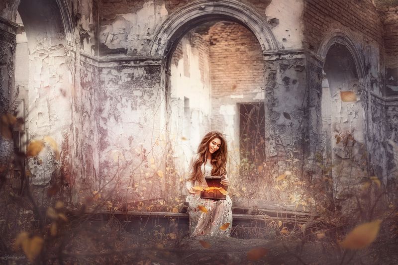 девушка, портрет, сказка, осень, замок, развалины, girl, portreit, autumn, castle, fairytale photo preview