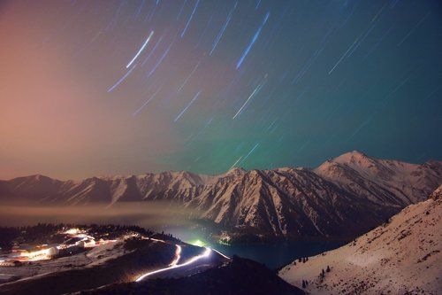 Осенняя ночь на Большом Алматинском Озере