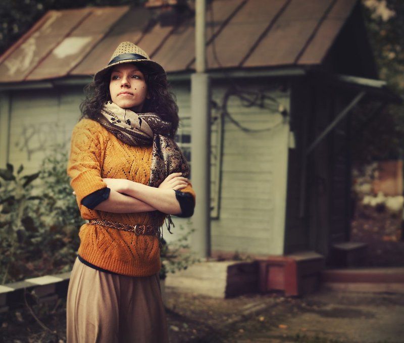 город, ретро, девушка, портрет Аннаphoto preview