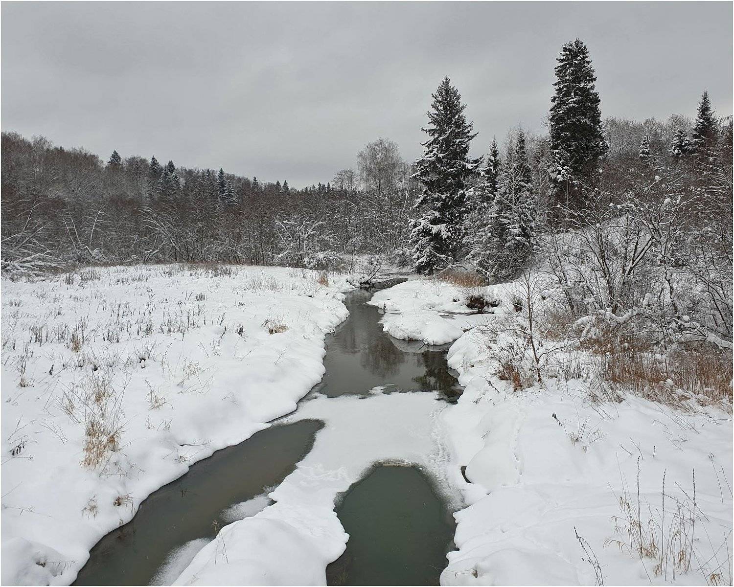 Областной пейзаж. Автор: Куликова Ирина река, деревья, пейзаж, проталины, Куликова Ирина