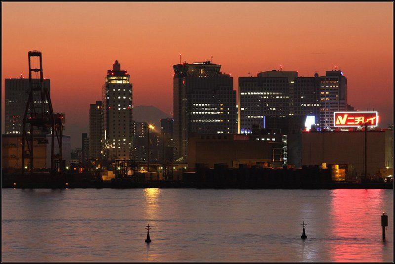 фудзи, япония, вулкан, камакура, fuji, закат, горы, море \