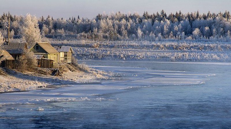 шуя, карелия, зима, снег, солнце, вода, лед Шуяphoto preview