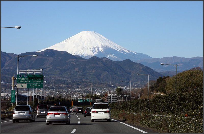 фудзи, япония, fuji, горы, небо, вулкан, дорога \