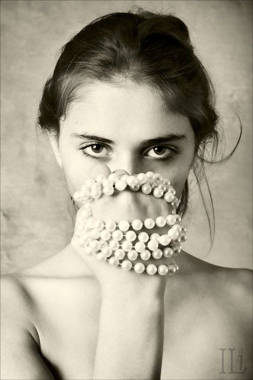 девушка, бусы, жемчуг, Илья Панфилов