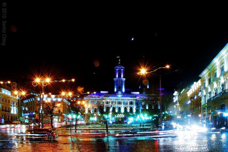 chernivtsi, kobylyanskaya, str., prut, river, city, winter, night, ночь, черновцы, украина, зима, город, олег, серкиз, serkiz, oleg C H E R N I V T S I. WINTER. NIGHT.photo preview