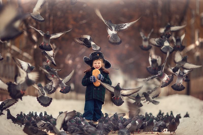 голуби, дети, россия Налетели...photo preview