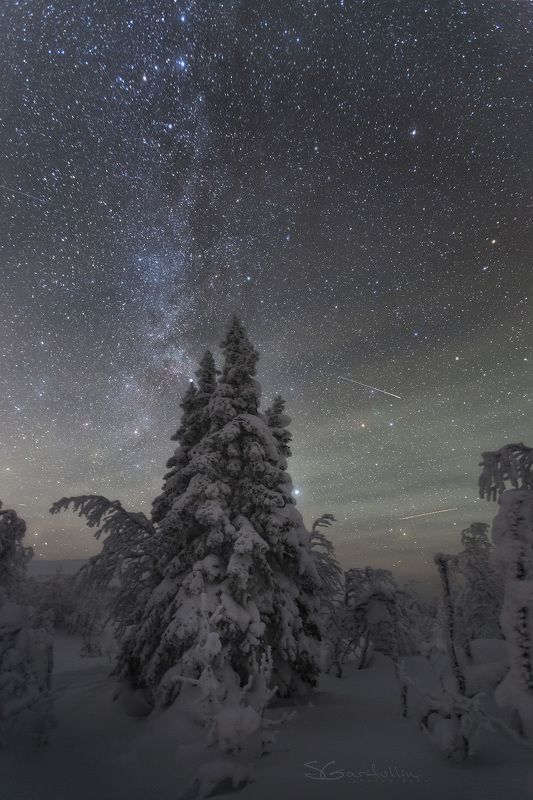 урал, северный урал, природа, гух, главный уральский хребет, лямпа, звезды, млечный путь, звёзды, зимний пейзаж, ночной пейзаж Стражи ночиphoto preview