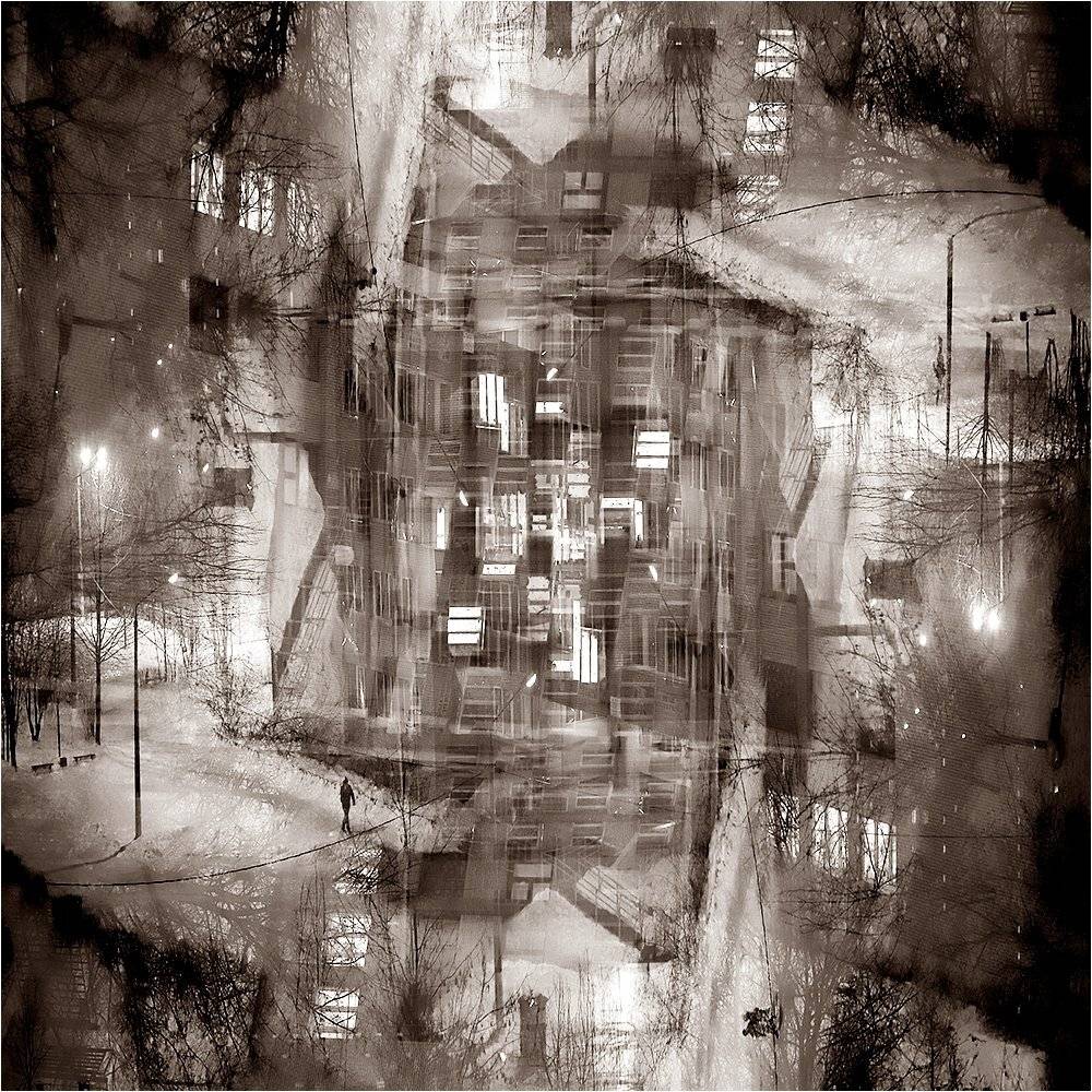 вечер, двор, город, зима, архитектура, московская область,, Victor Pechenev