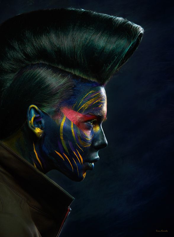 портрет, девушка, профиль, лицо, арт, макияж, космос, инопланетянин, Вторжениеphoto preview