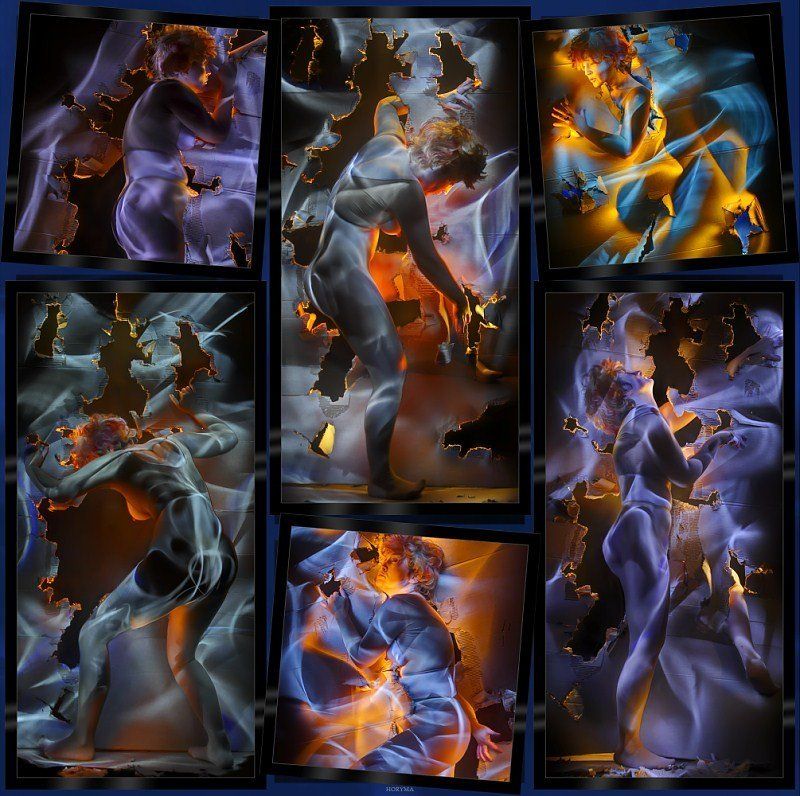 светографика, свет, портрет, картон, обнаженная натура, akt, nude, ню, дыра Akt... Картонные дырыphoto preview