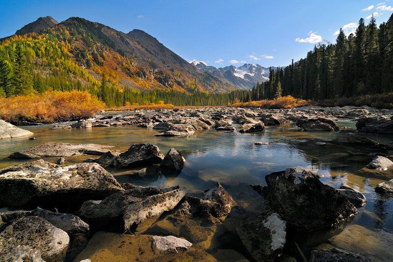 россия, горный алтай, усть-коксинский район, катунский хребет, река мульта photo preview