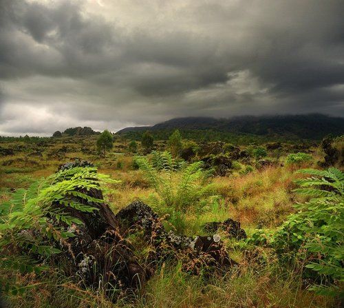 Вулкан и озеро Батур.