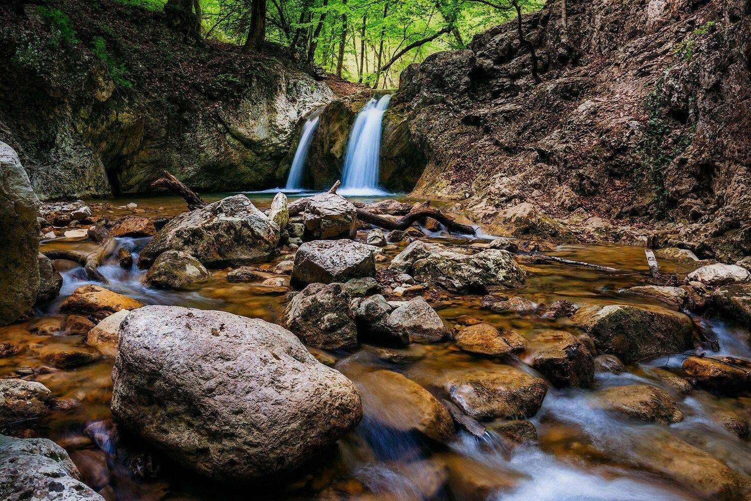 крым, водопад, лес, река, пейзаж, лето, Владимир Яковлев