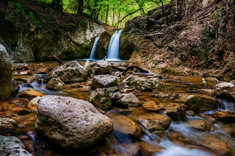 крым, водопад, лес, река, пейзаж, лето Крым. Лесная тишина.photo preview