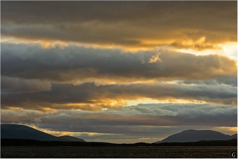 кольский, колвицкое, озеро, закат, тучи Вагнеровский закат.photo preview