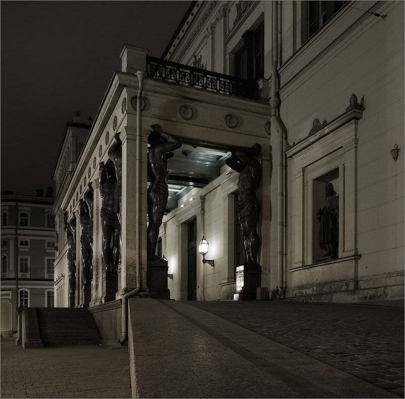 петербург, атланты, эрмитаж, ночь, Kirill Shapovalov
