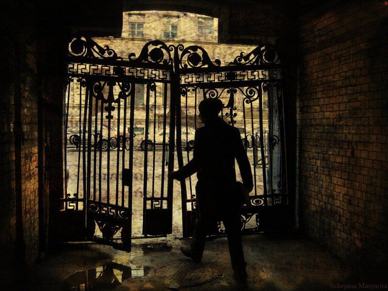 ворота, узоры, ковка, сепия Сказочные воротаphoto preview