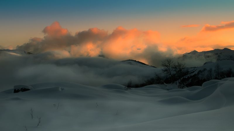 горы, кавказ, закат, лаго-наки СЕВЕРНЫЙ СВЕТphoto preview