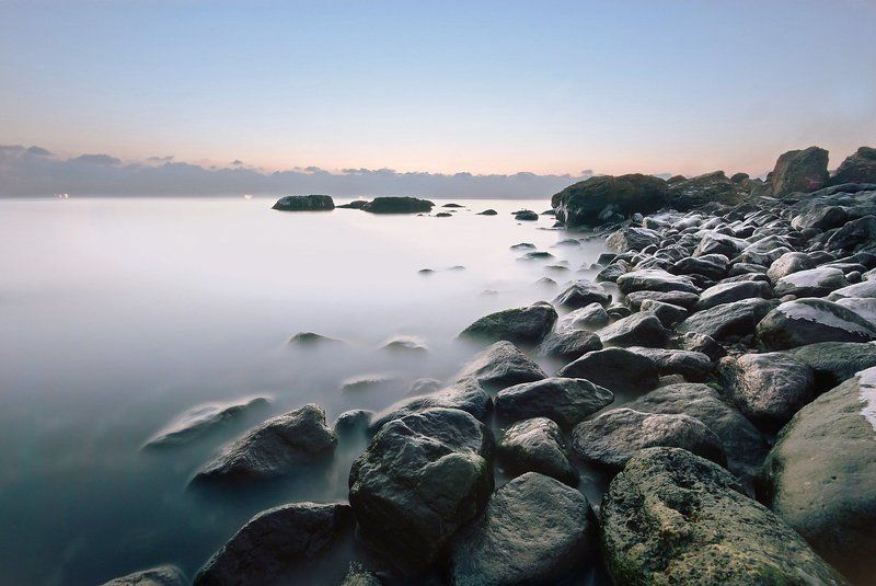 черное море, утро, рассвет, пейзаж, камни photo preview