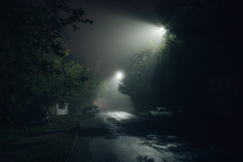 туман, ночь, город, фонари Атмосфера ночного городаphoto preview